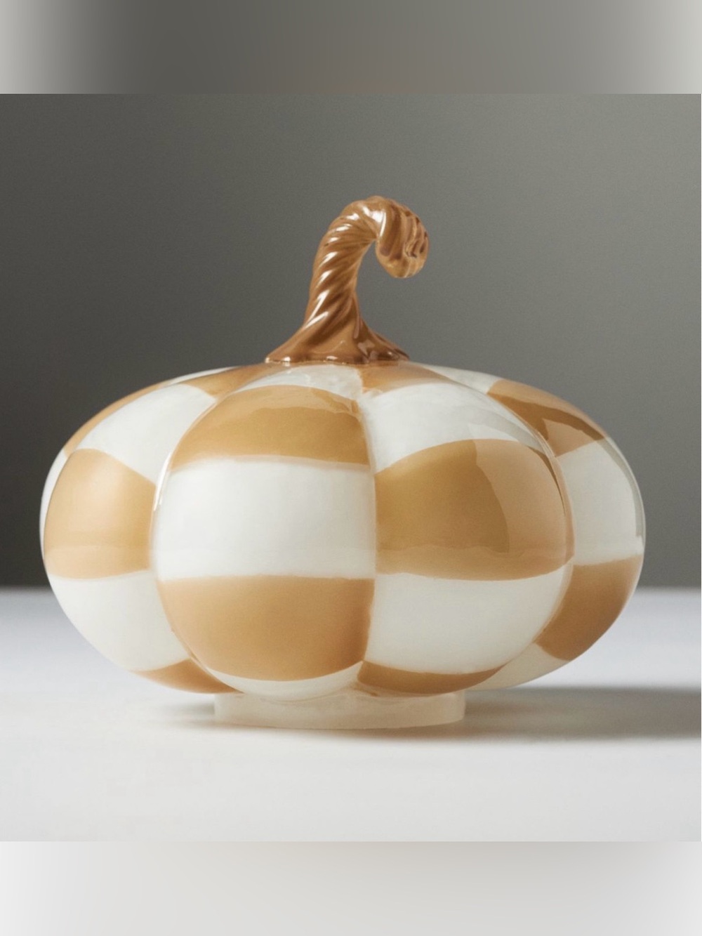 Anthropologie checkered glass pumpkin, NEW!